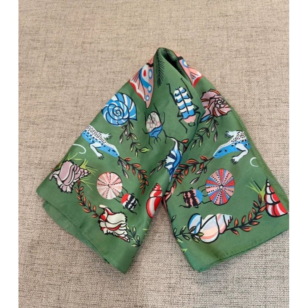 Green Butterfly Print Scarf For Women